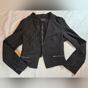 Love Tree Juniors Black Short Dress Jacket With Sheer Zipper Back Size Large